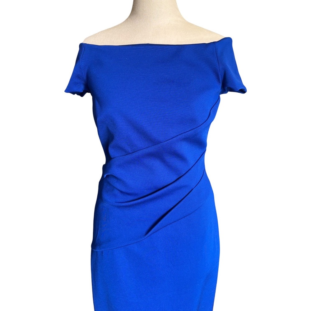 NWT Karen Millen Blue Italian Fabric Off Shoulder Pencil Midi Dress UK 12 US 8 - Picture 5 of 8
